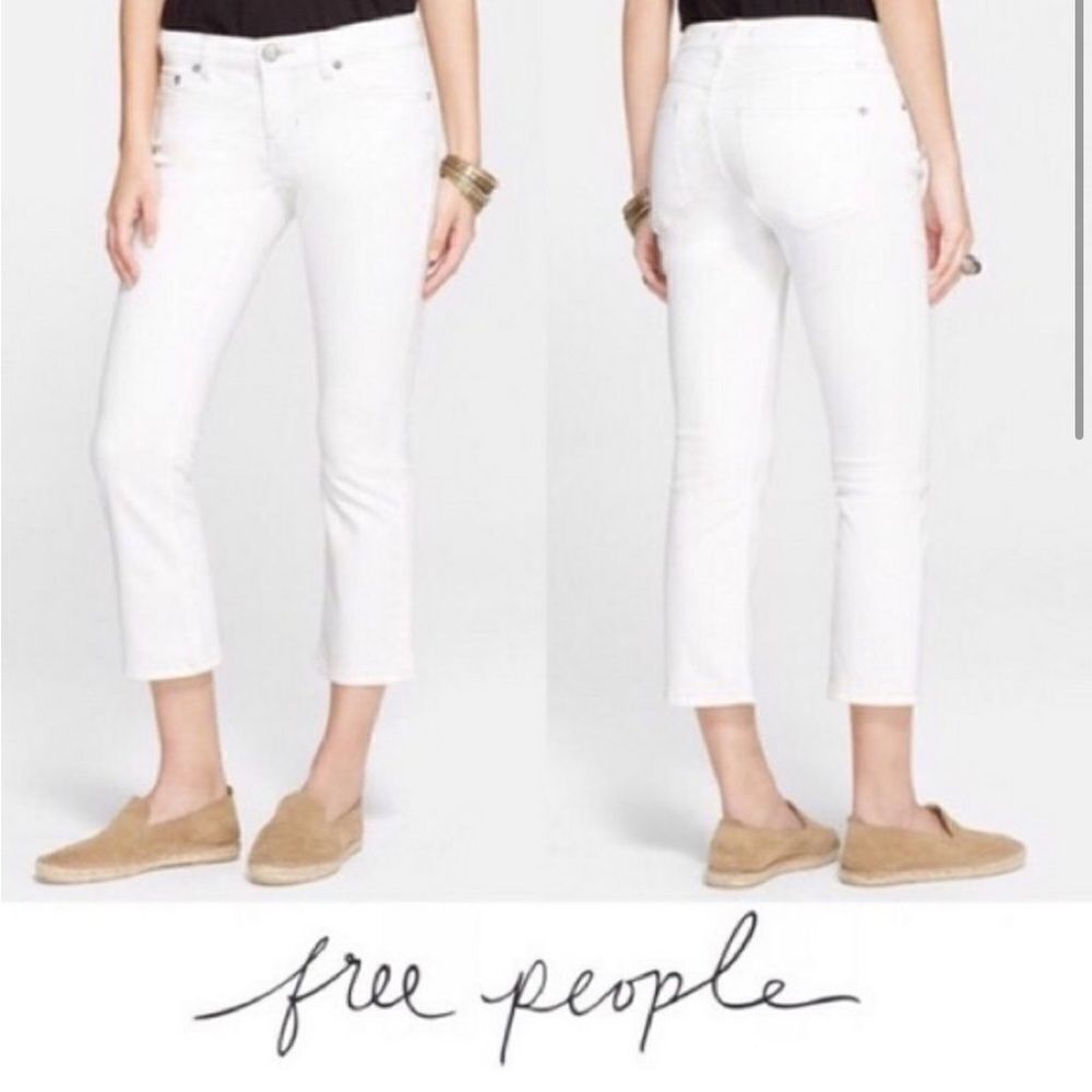 FREE PEOPLE Slim Kick Jeans White Size 28